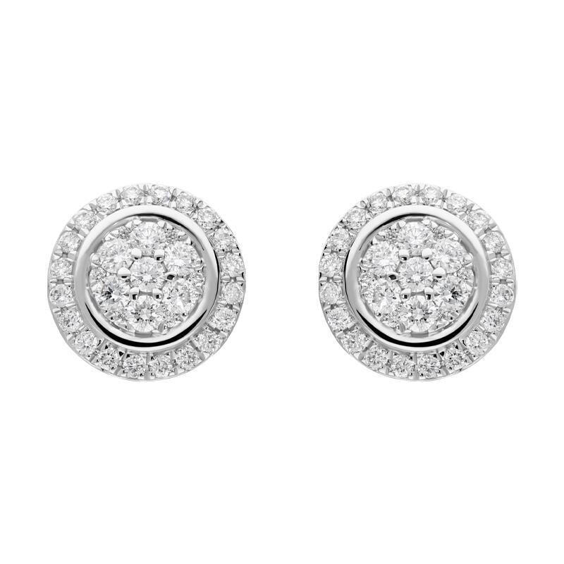 18ct White Gold 0.42ct Diamond Round Cluster Stud Earrings