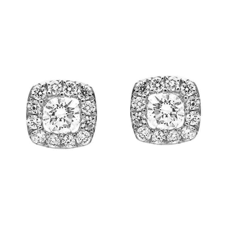 18ct White Gold 0.43ct Diamond Cushion Stud Earrings - Option1 Value / White Gold