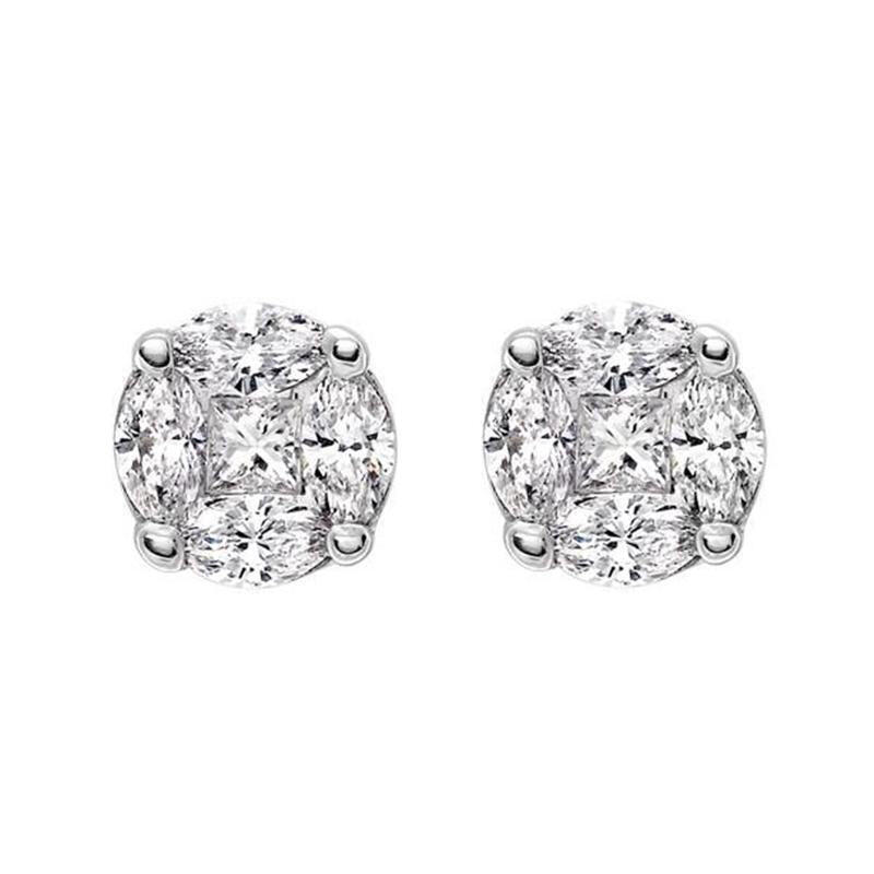 18ct White Gold 0.44ct Diamond Cluster Stud Earrings