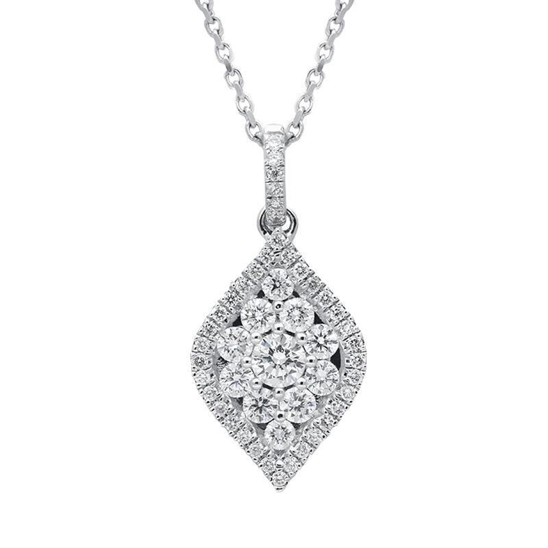 18ct White Gold 0.44ct Diamond Leaf Necklace