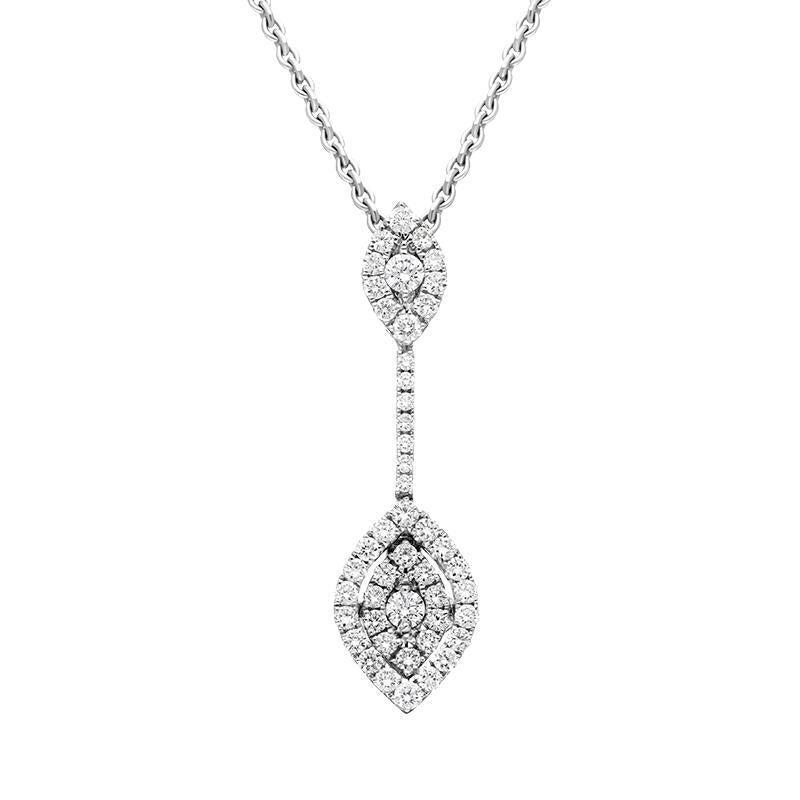 18ct White Gold 0.45ct Diamond Marquise Drop Necklace