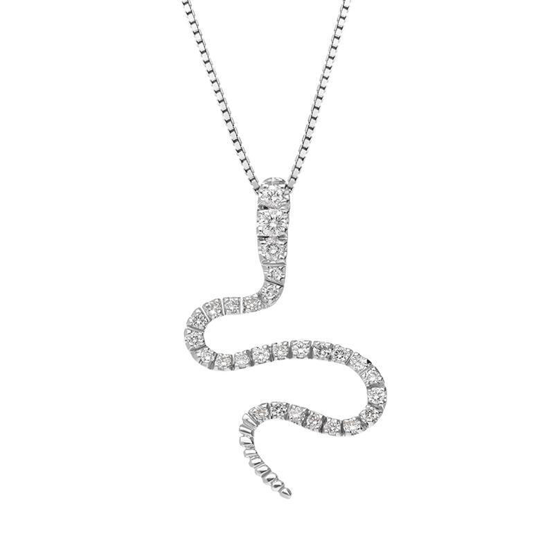 18ct White Gold 0.45ct Diamond Snake Necklace