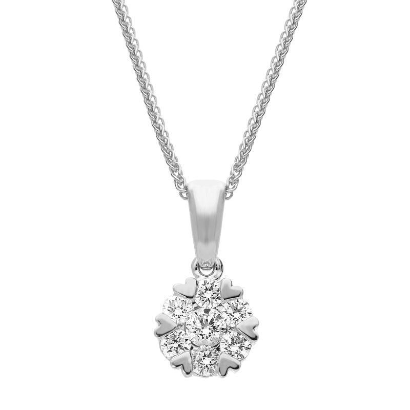 18ct White Gold 0.46ct Diamond Cluster Heart Edged Necklace - Option1 Value / White Gold