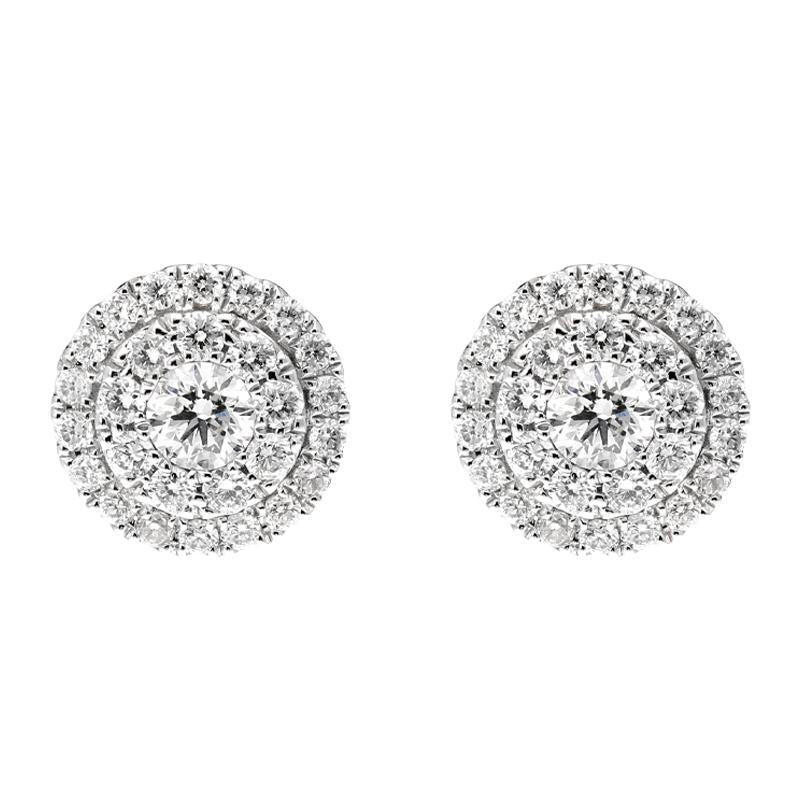 18ct White Gold 0.46ct Diamond Round Cluster Stud Earrings