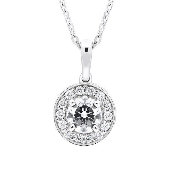 18ct White Gold 0.47ct Diamond Round Halo Necklace - Default Title / White Gold