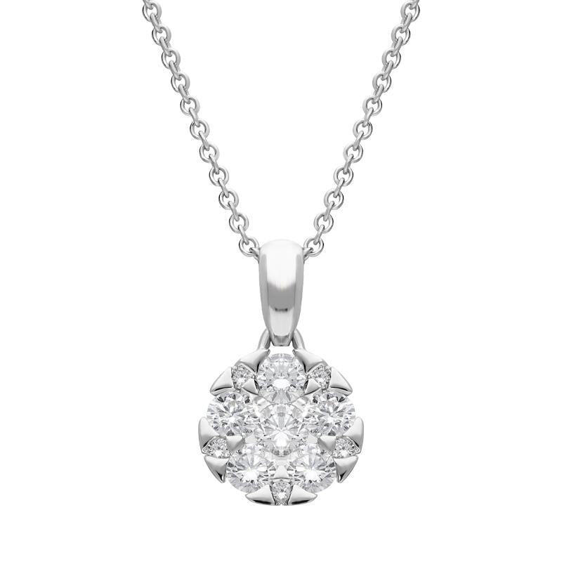 18ct White Gold 0.47ct Diamond Triangle Heart Edged Necklace