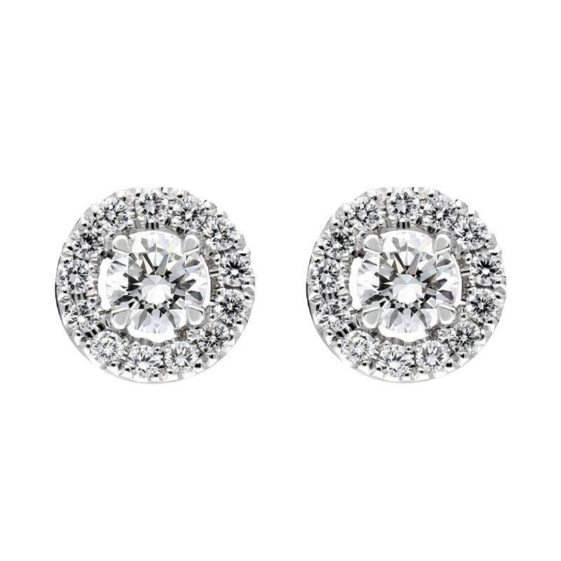 18ct White Gold 0.55ct Diamond Round Cluster Stud Earrings