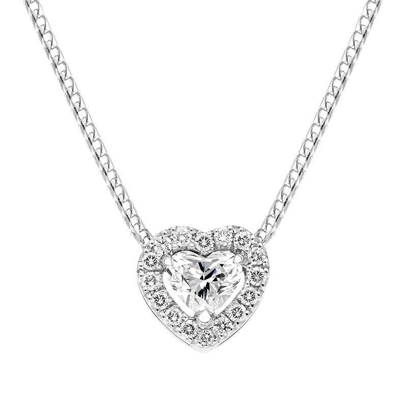 18ct White Gold 0.56ct Diamond Pave Heart Necklace
