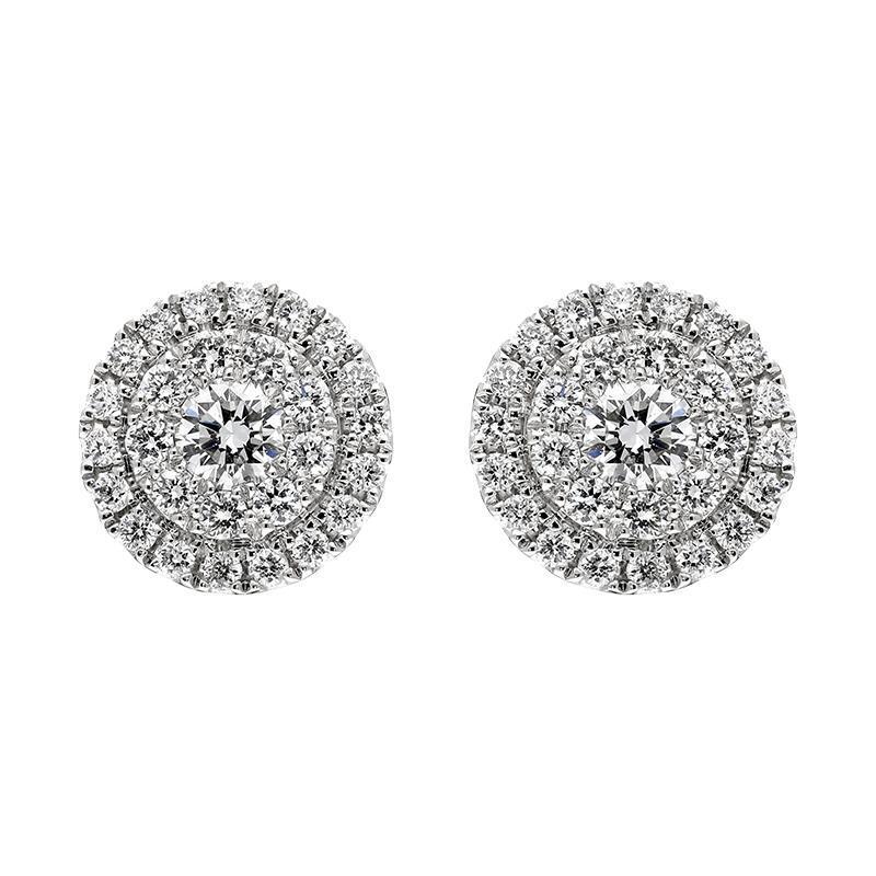 18ct White Gold 0.56ct Diamond Round Cluster Stud Earrings