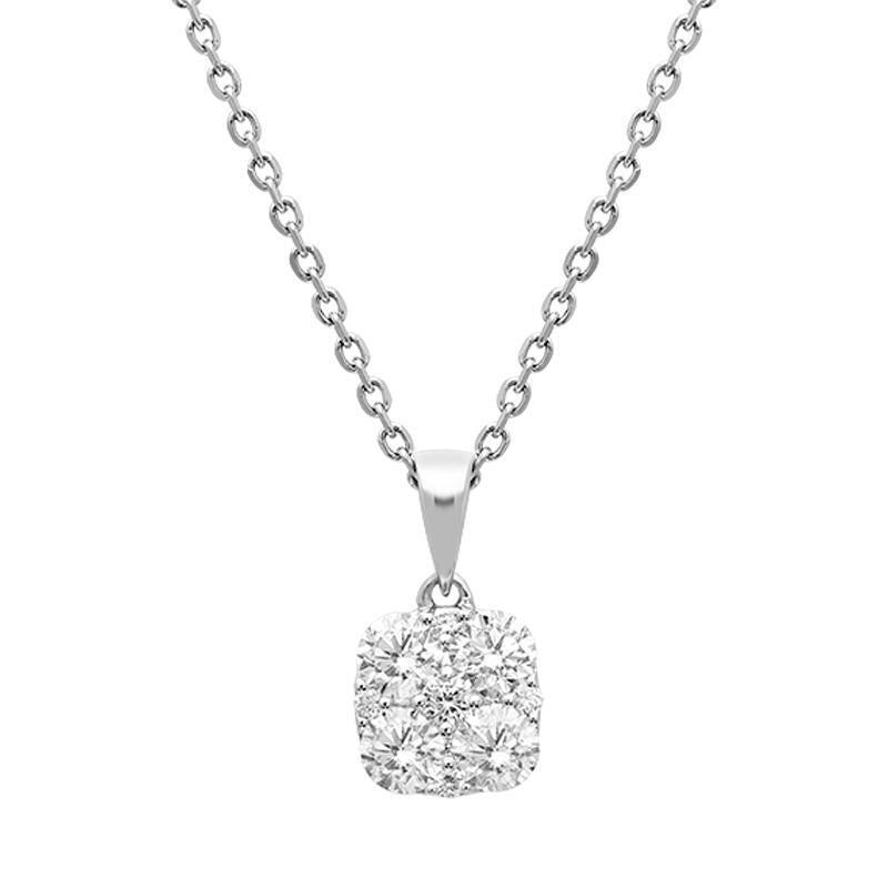 18ct White Gold 0.85ct Diamond Cushion Necklace - Option1 Value / White Gold