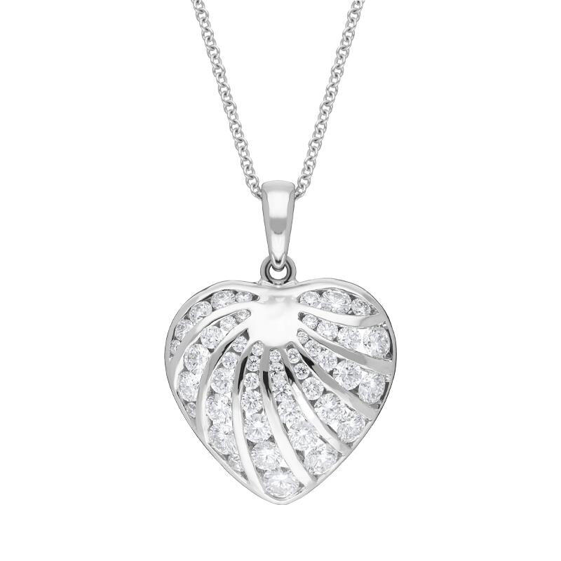 18ct White Gold 1.19ct Diamond Heart Necklace
