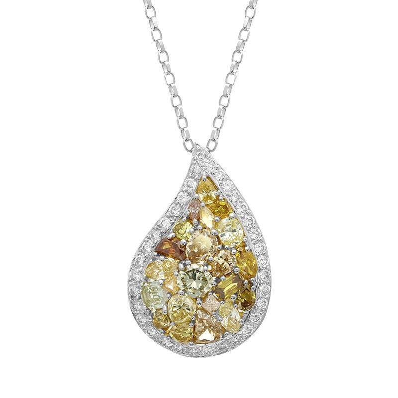 18ct White Gold 4.64ct Cognac Diamond Pear Necklace D