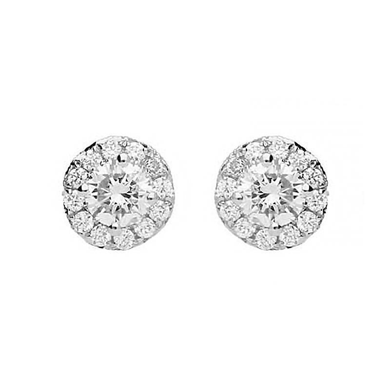 18ct White Gold Brilliant Pave 0.49ct Diamond Stud Earrings - Option1 Value / White Gold