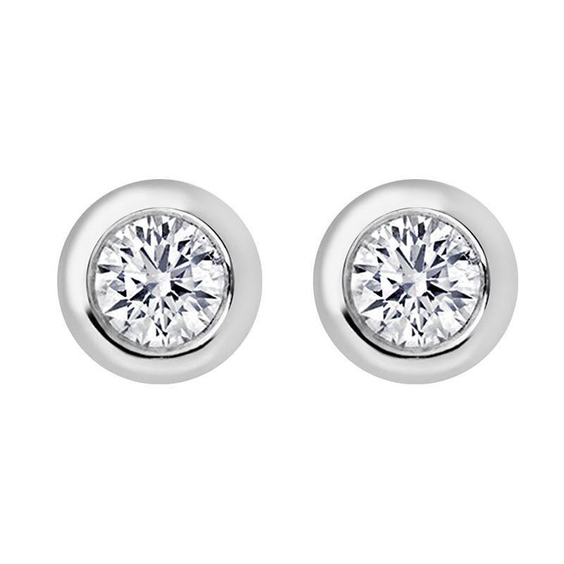 18ct White Gold Round 0.20ct Diamond Stud Earrings - Option1 Value / White Gold