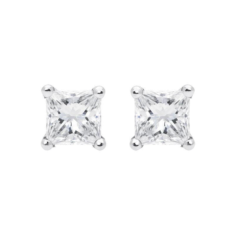 18ct Yellow Gold 0.52ct Diamond Princess Cut Solitaire Stud Earrings - Option1 Value / Yellow Gold