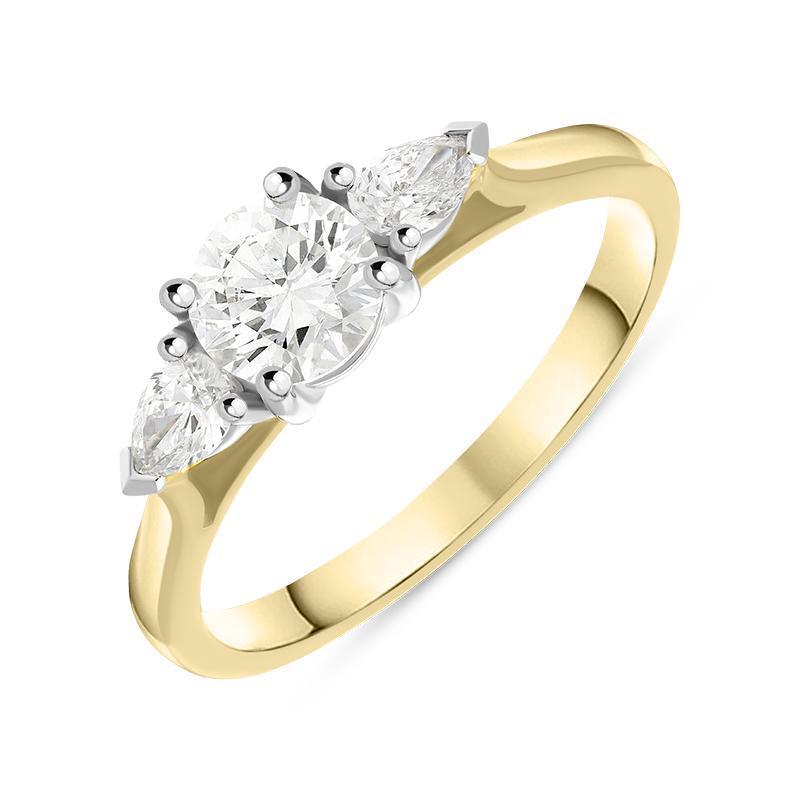 18ct Yellow Gold 0.89ct Diamond Trilogy Pear Cut Ring