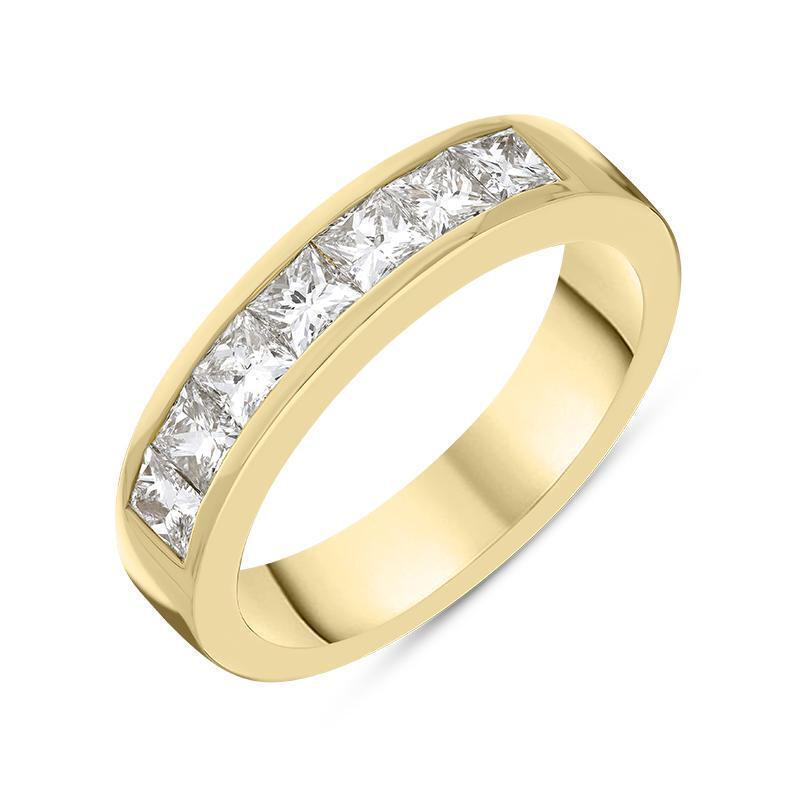 18ct Yellow Gold 1.01ct Diamond Princess Cut Wedding Half Eternity Ring