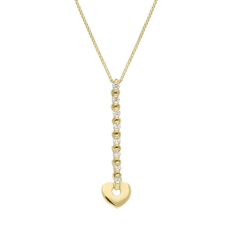 18ct Yellow Gold Diamond Heart Drop Necklace
