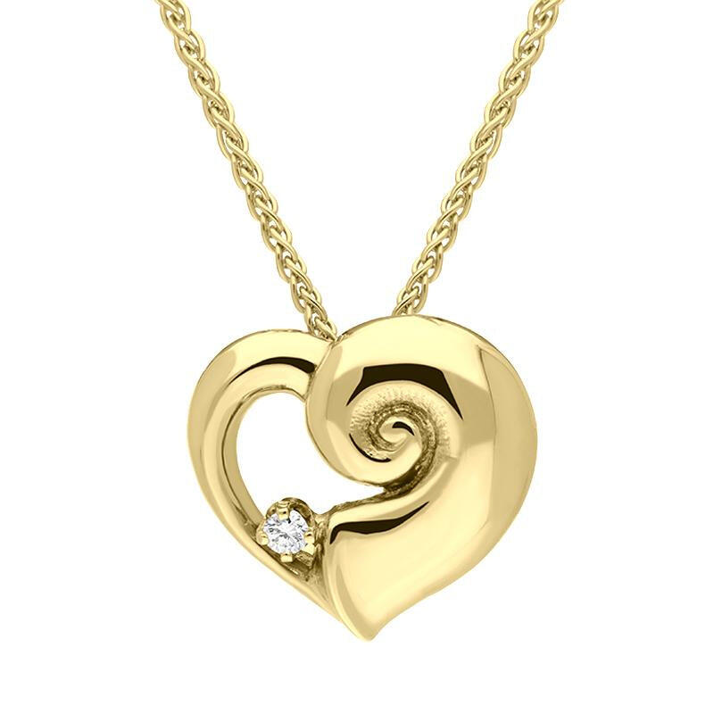 18ct Yellow Gold Diamond Heart Shell Necklace
