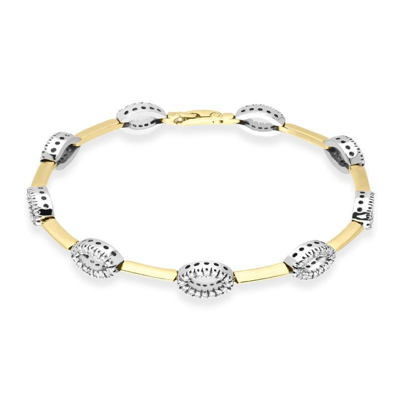 18ct Yellow and White Gold 0.92ct Diamond Bar Bracelet - Default Title / Yellow Gold