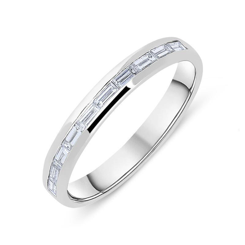 Platinum 0.37ct Diamond Baguette Cut 3mm Wedding Half Eternity Ring - M