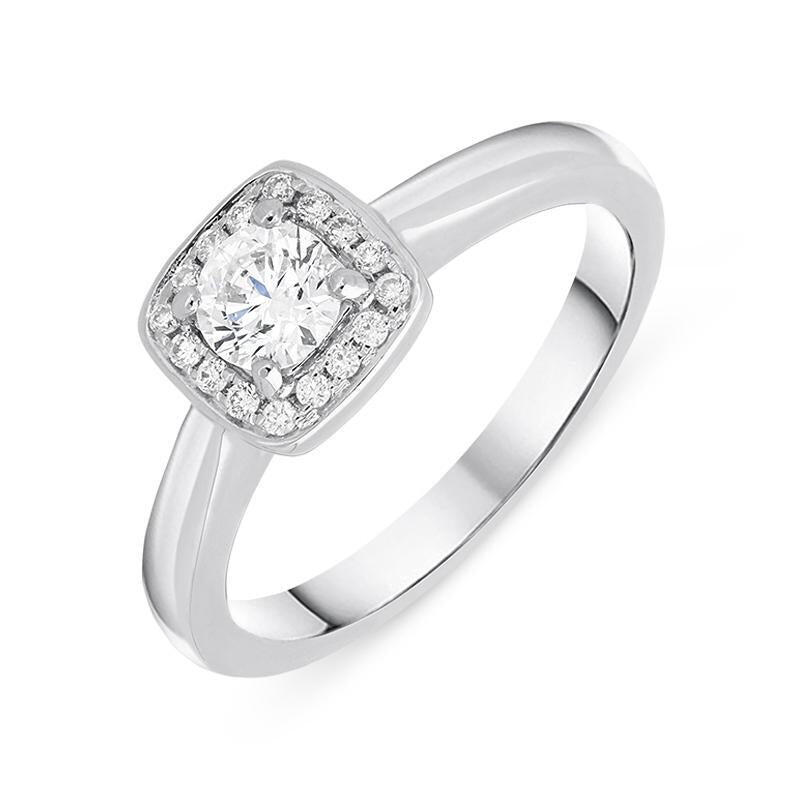 Platinum 0.38ct Diamond Brilliant Cut Cushion Halo Ring - Option1 Value / Platinum