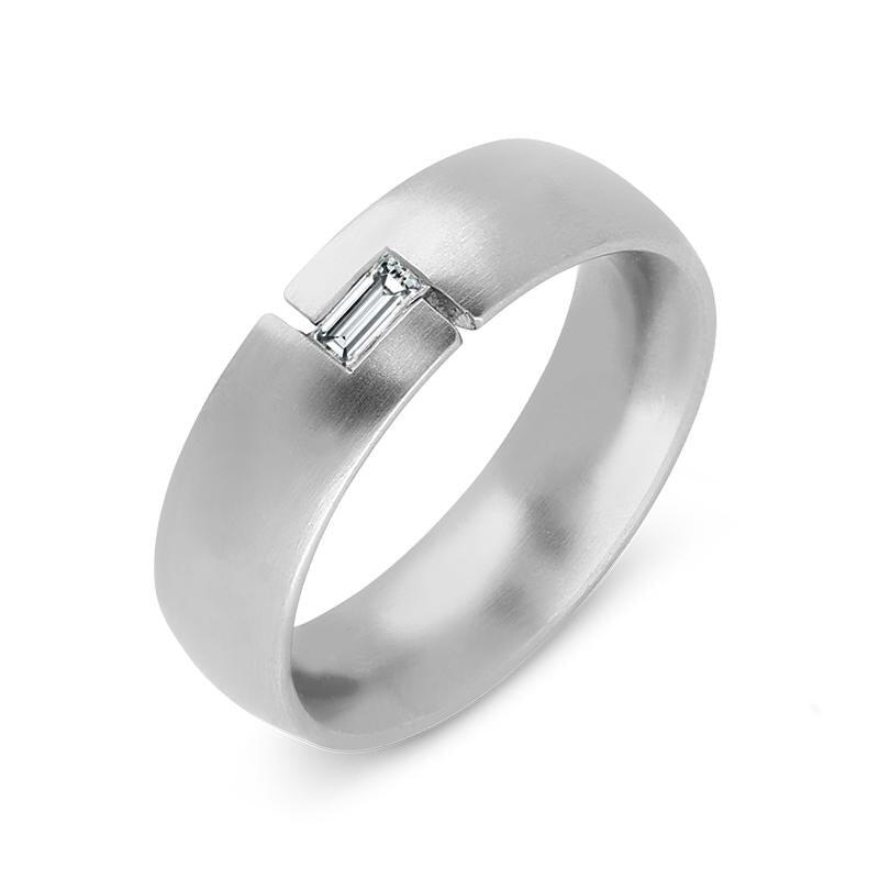 Platinum Diamond Baguette Cut Jigsaw Wedding Ring - M