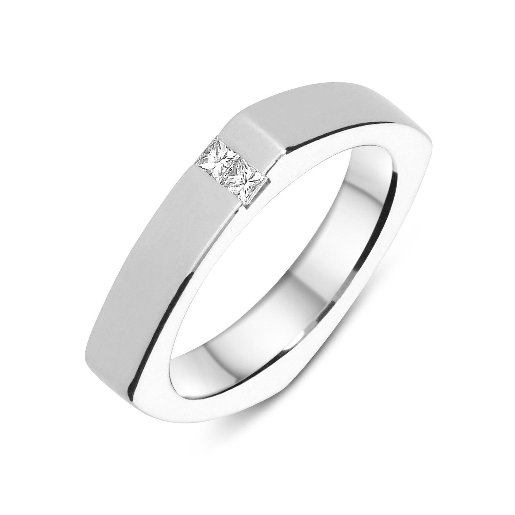 Platinum Diamond Cushion Shaped Wedding Ring - Default Title / Platinum