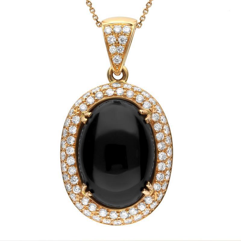 18ct Rose Gold Whitby Jet 1.57ct Diamond Large Oval Necklace - Default Title / Rose Gold