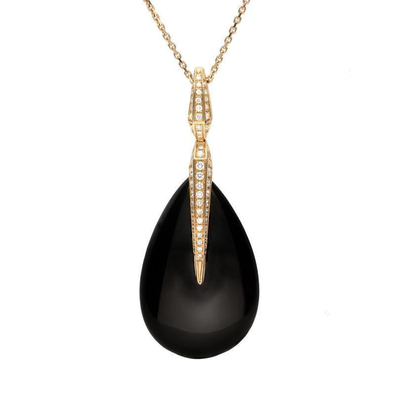 18ct Rose Gold Whitby Jet Diamond Elisir Pear Necklace - Default Title / Rose Gold