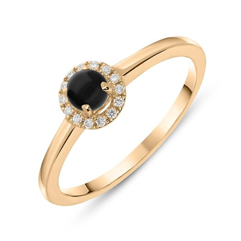 18ct Rose Gold Whitby Jet Diamond Round Cluster Ring - Option1 Value / Rose Gold