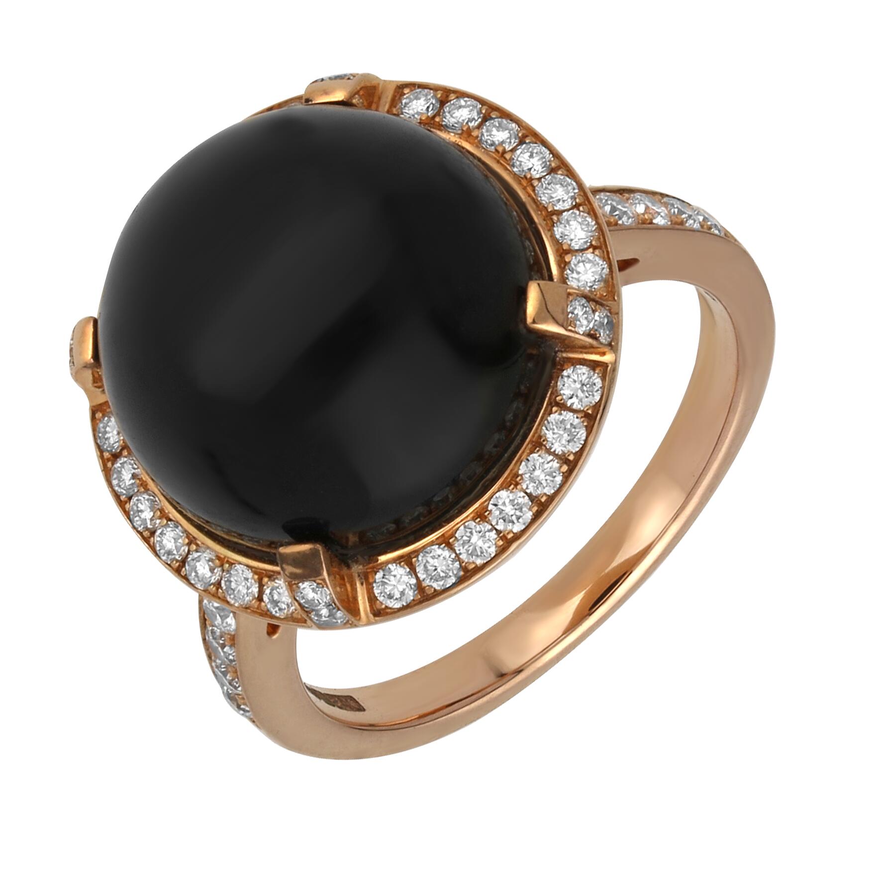 18ct Rose Gold Whitby Jet Diamond Round Dress Ring - Default Title / Rose Gold