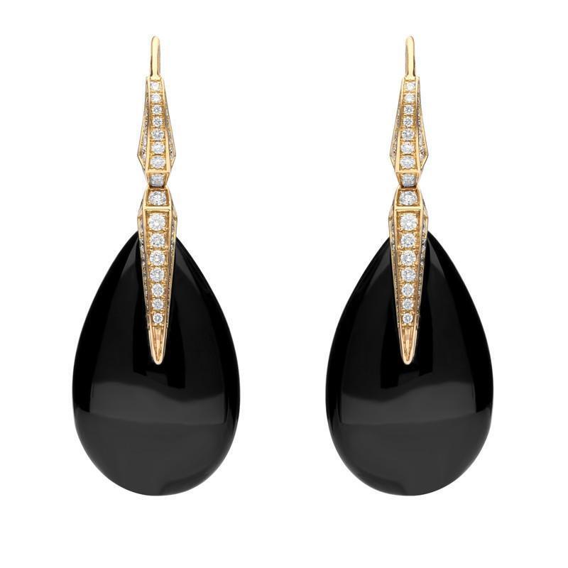 18ct Rose Gold Whitby Jet and Diamond Elisir Pear Earrings - Default Title / Rose Gold