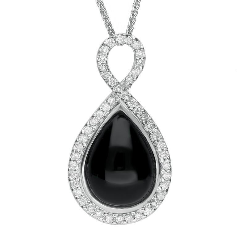 18ct White Gold Whitby Jet 0.38ct Diamond Open Twisted Loop Necklace - Default Title / White Gold