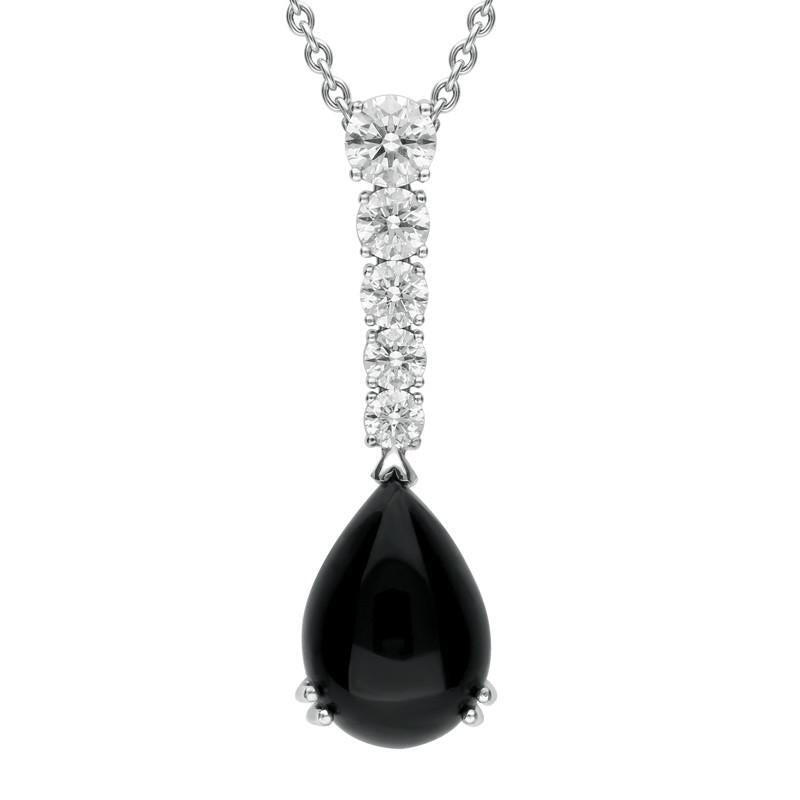 18ct White Gold Whitby Jet 1.25ct Diamond Pear Necklace - Default Title / White Gold