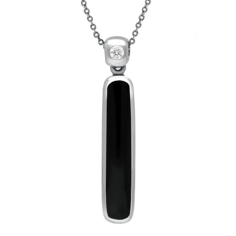 18ct White Gold Whitby Jet Diamond Long Oblong Necklace - Default Title / White Gold