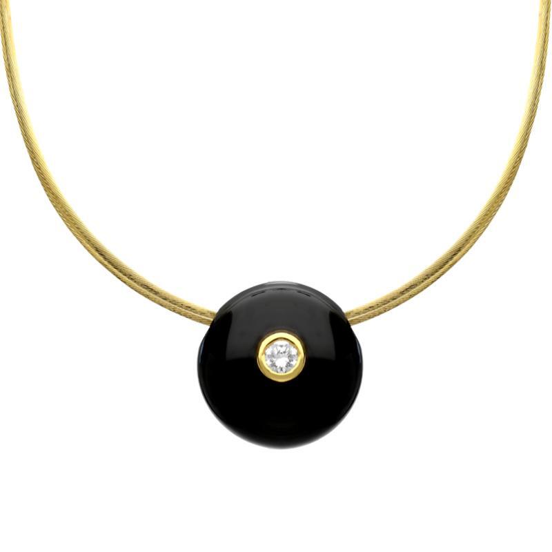18ct Yellow Gold Onyx Diamond Collar Necklace