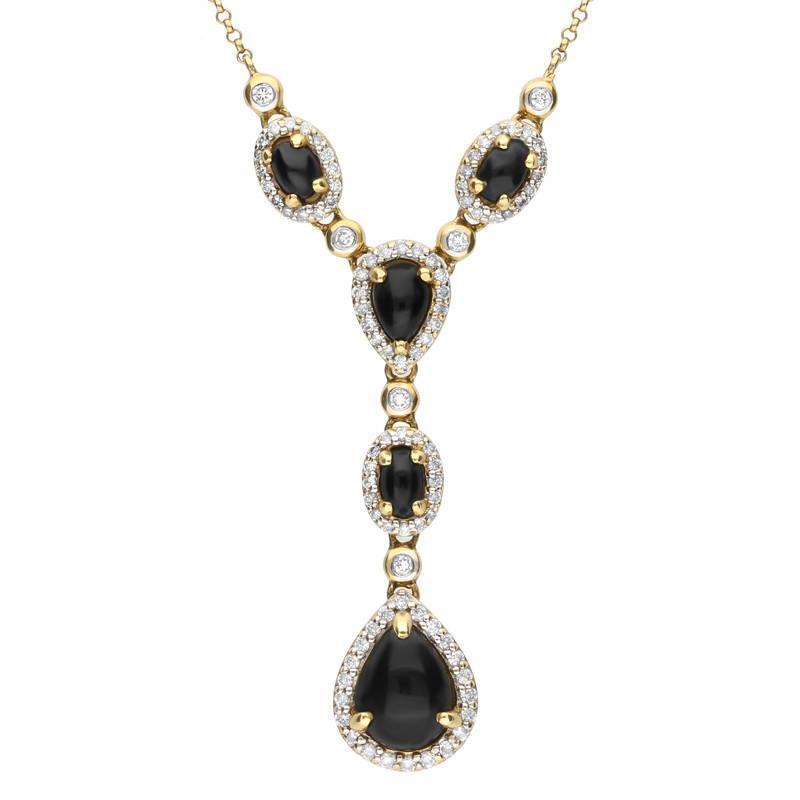 18ct Yellow Gold Whitby Jet 0.59ct Diamond Necklace - Default Title / Yellow Gold