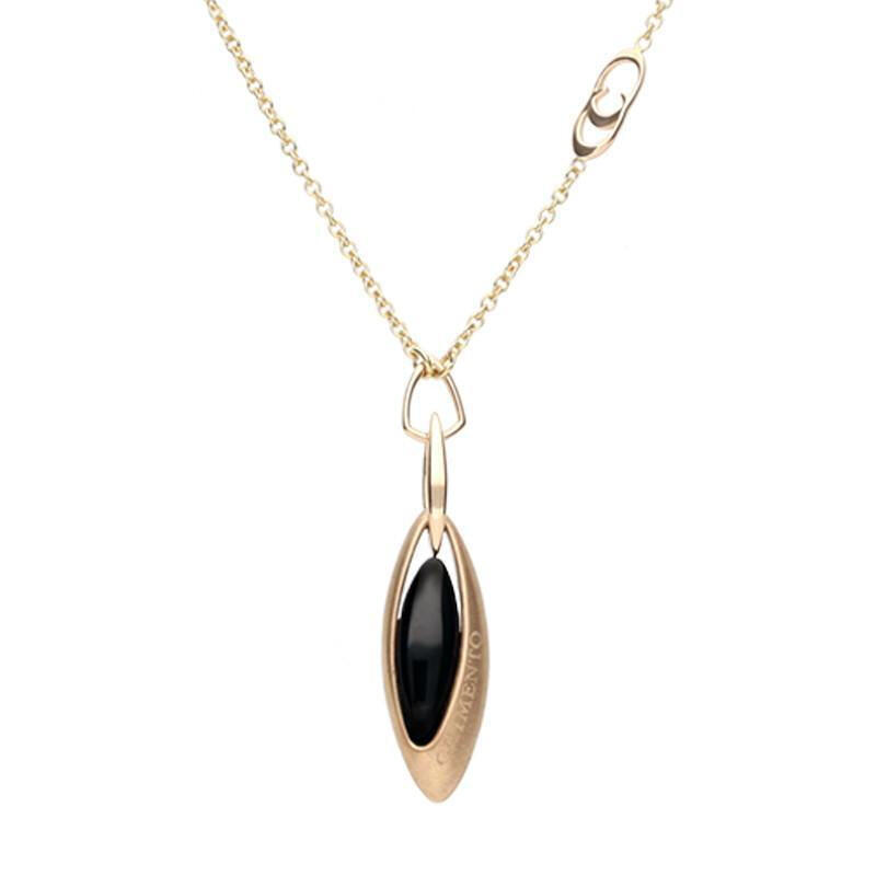 18ct Yellow Rose Gold Whitby Jet Diamond Lyria Necklace - Default Title / Rose Gold