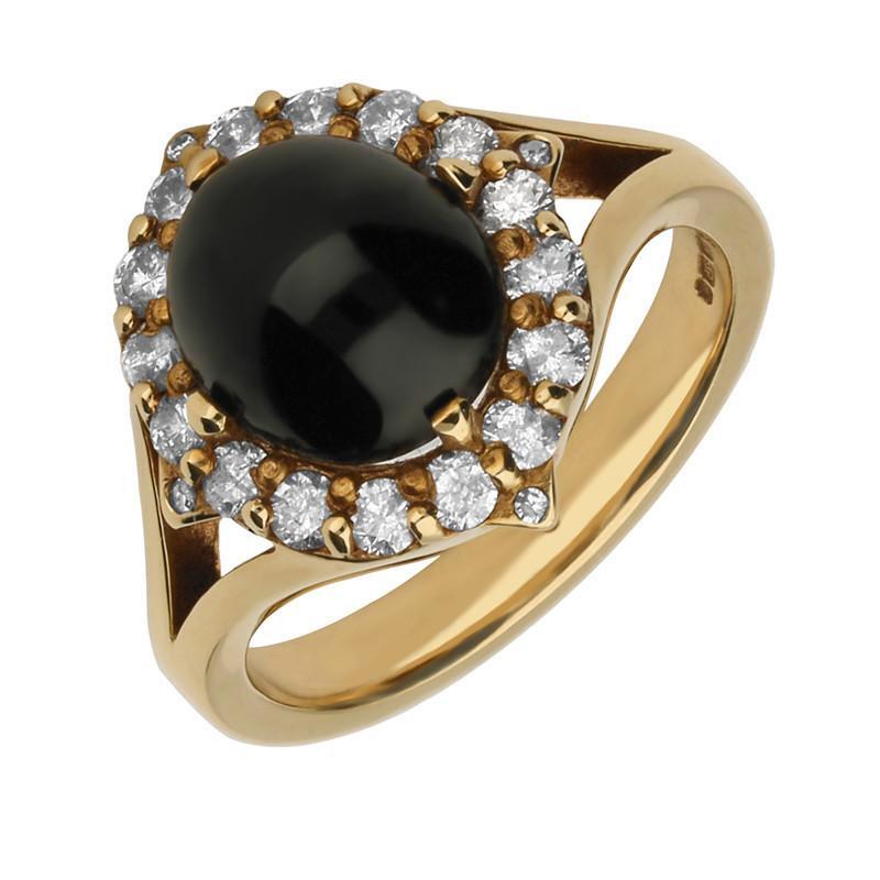9ct Yellow Gold Whitby Jet 0.50ct Diamond Cluster Ring - Default Title / Yellow Gold