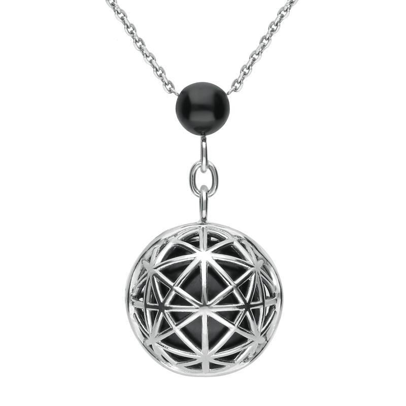Platinum Whitby Jet Diamond Sphere Cage Necklace - Default Title / Platinum