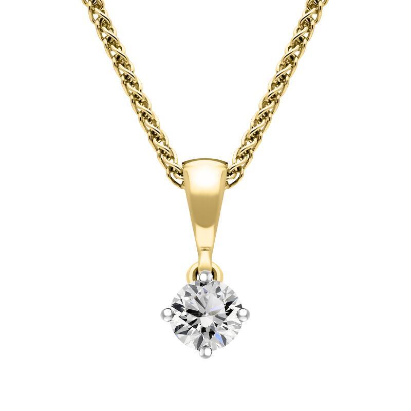 18ct White and Yellow Gold Diamond Solitaire Pendant