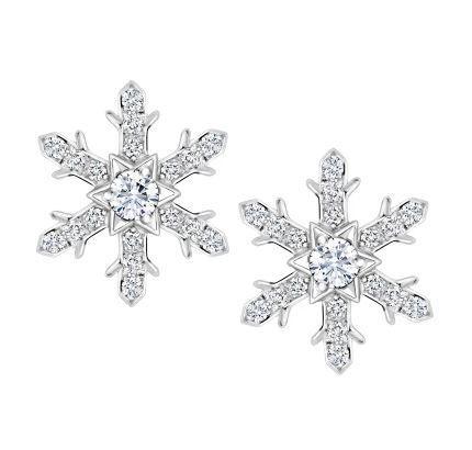 Faberge Imperial 18ct White Gold Diamond Snowflake Large Stud Earrings