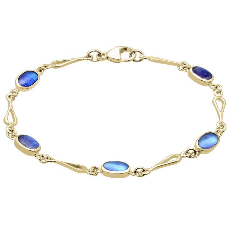 Yellow Gold Moonstone Oval Spoon Link Bracelet - 9ct