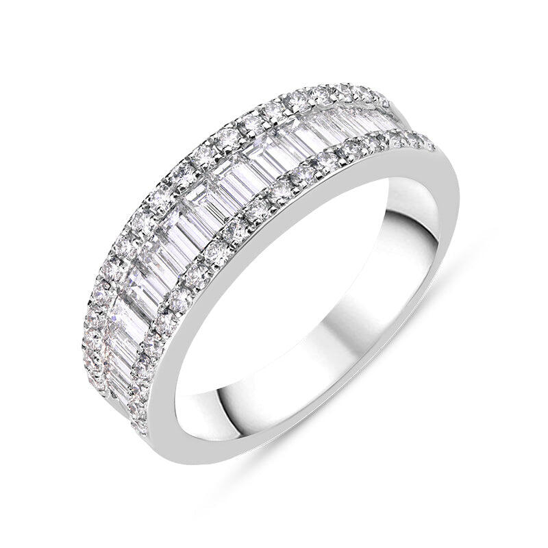 18ct White Gold Diamond Baguette Cut Half Eternity Ring
