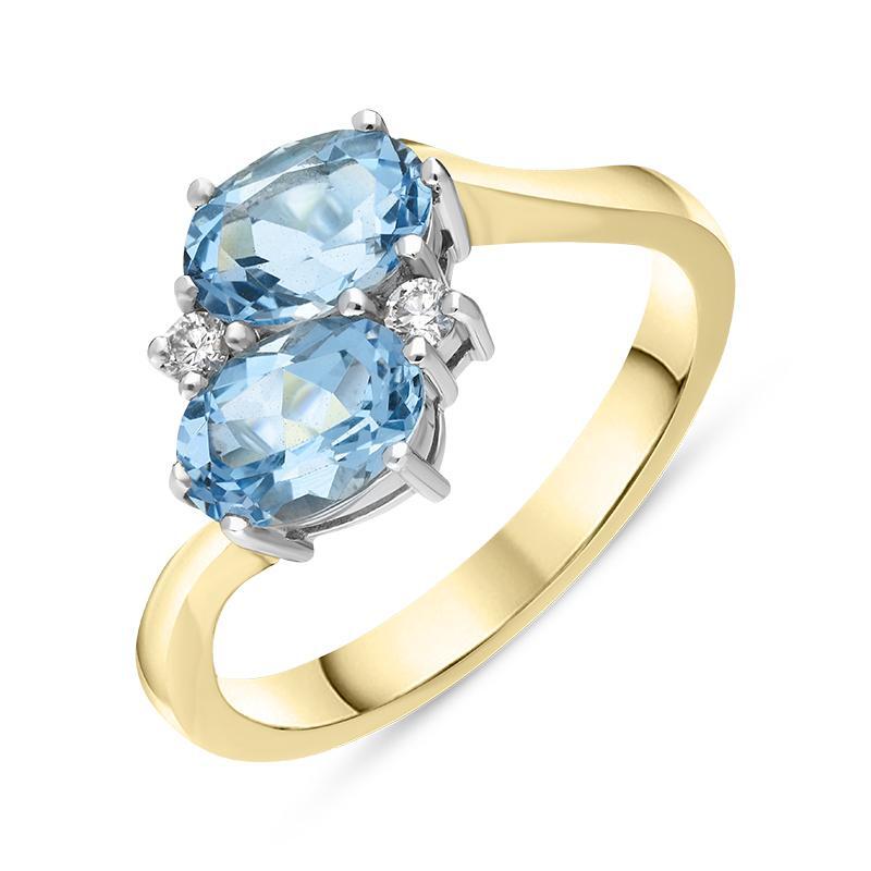 18ct Yellow Gold 1.54ct Aquamarine Diamond Twist Ring