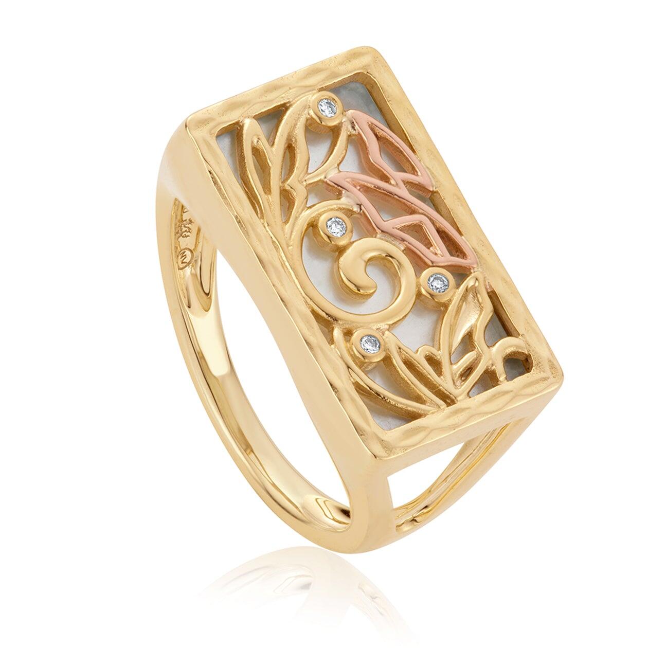 Clogau Tylwyth Teg 9ct Gold White Mother of Pearl Ring - Default Title / Gold