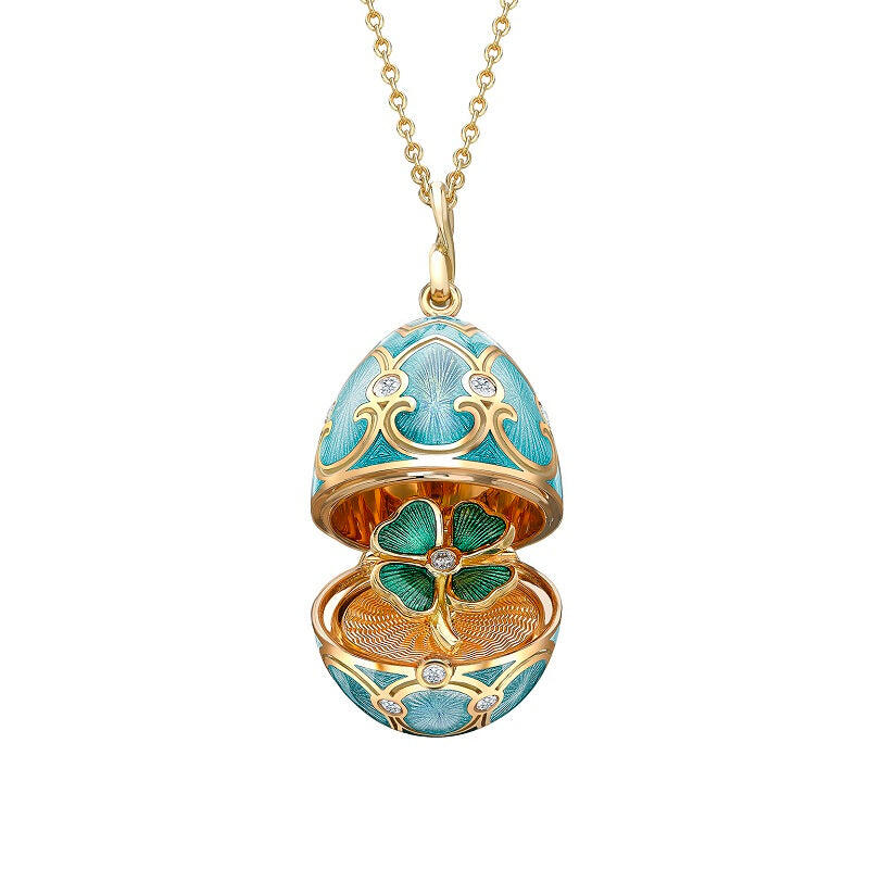 Faberge Palais Tsarskoye Selo Turquoise Locket With Clover Surprise - Default Title / Silver