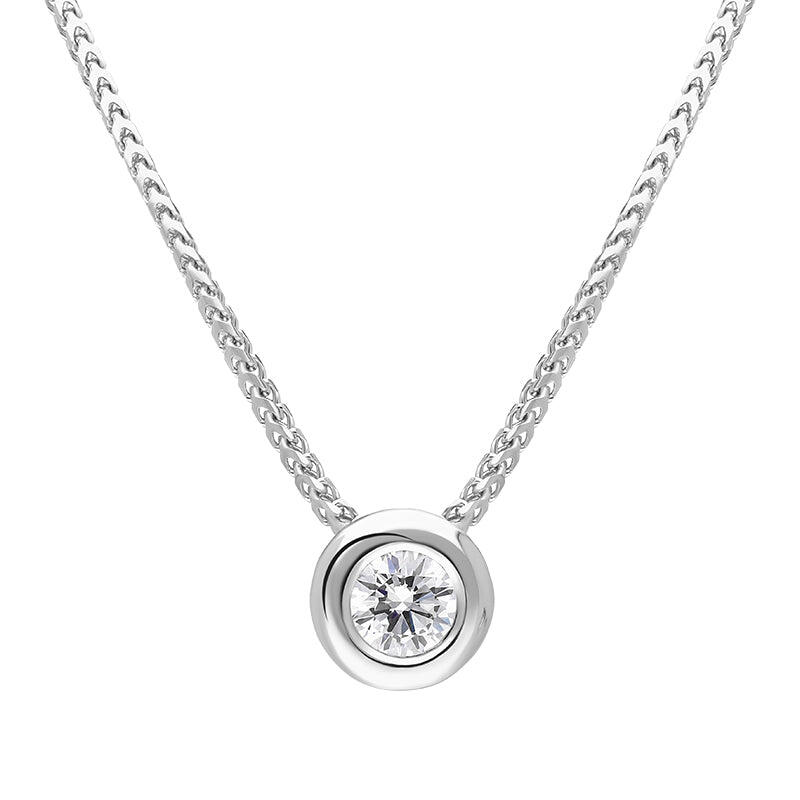 18ct White Gold 0.25ct Diamond Certified Solitaire Pendant Necklace - White Gold
