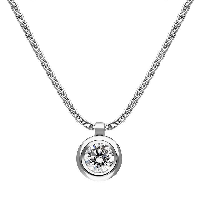 18ct White Gold 0.32ct Diamond Certified Solitaire Pendant Necklace - White Gold